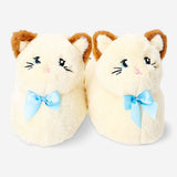 Flying Tiger Copenhagen cat slippers in size 37/38, cozy textile footwear with cute cat design for comfortable indoor wear.