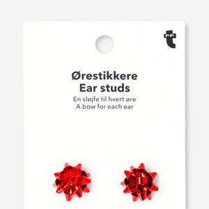 Small red Christmas star stud earrings made of textile by Flying Tiger Copenhagen, perfect for holiday festive accessories.