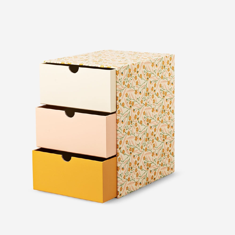 Floral desk organiser with three drawers by Flying Tiger Copenhagen, ideal for office storage and organization.