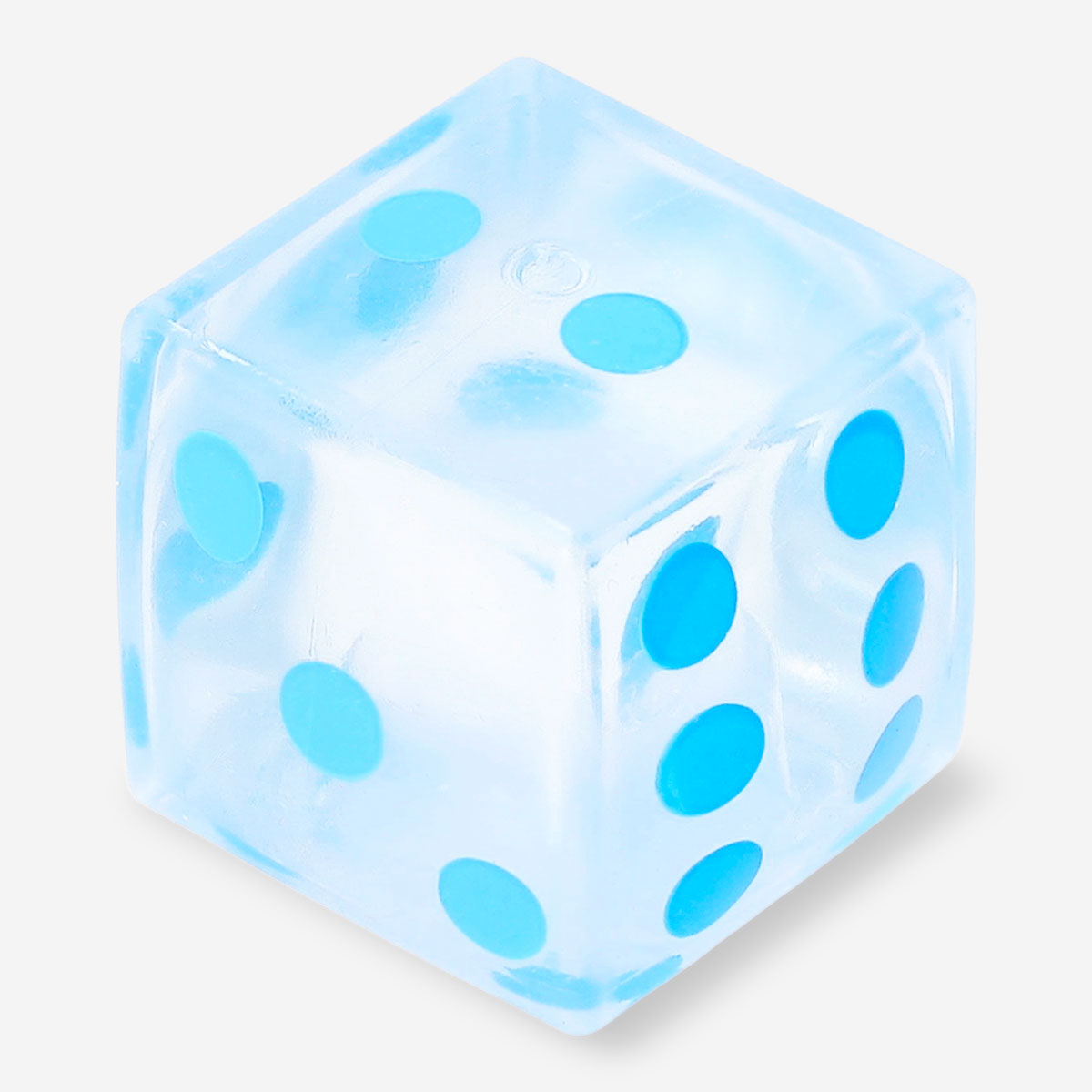 Blue Flying Tiger Copenhagen fidget dice gadget with multiple sides for stress relief and sensory play.