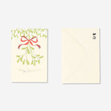Flying Tiger Copenhagen Christmas office card featuring mistletoe with festive holiday design and green foliage.