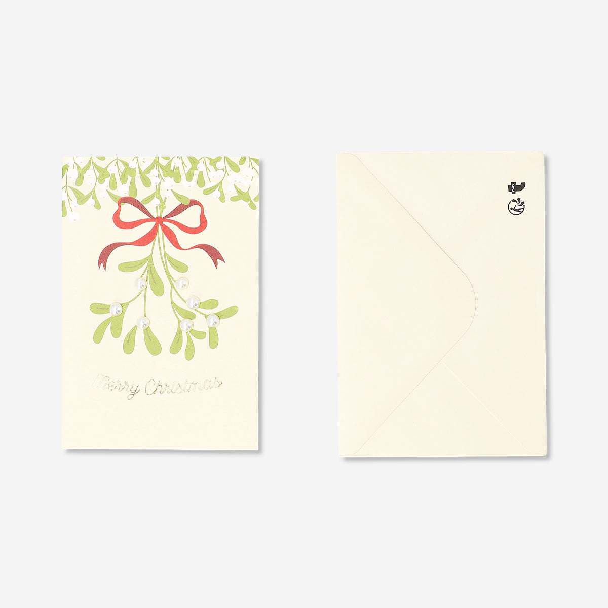 Flying Tiger Copenhagen Christmas office card featuring mistletoe with festive holiday design and green foliage.