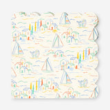 Napkins with scalloped edge and summerhouse print - 16 pcs