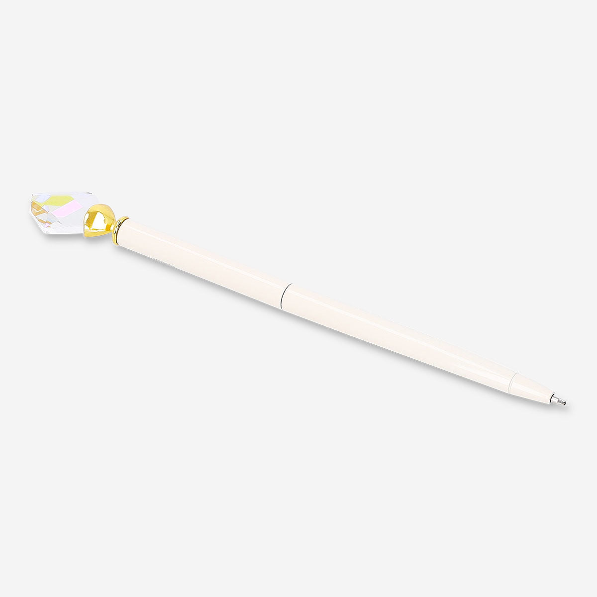White Flying Tiger Copenhagen ballpoint pen with a crystal topper, ideal for office use and writing tasks.