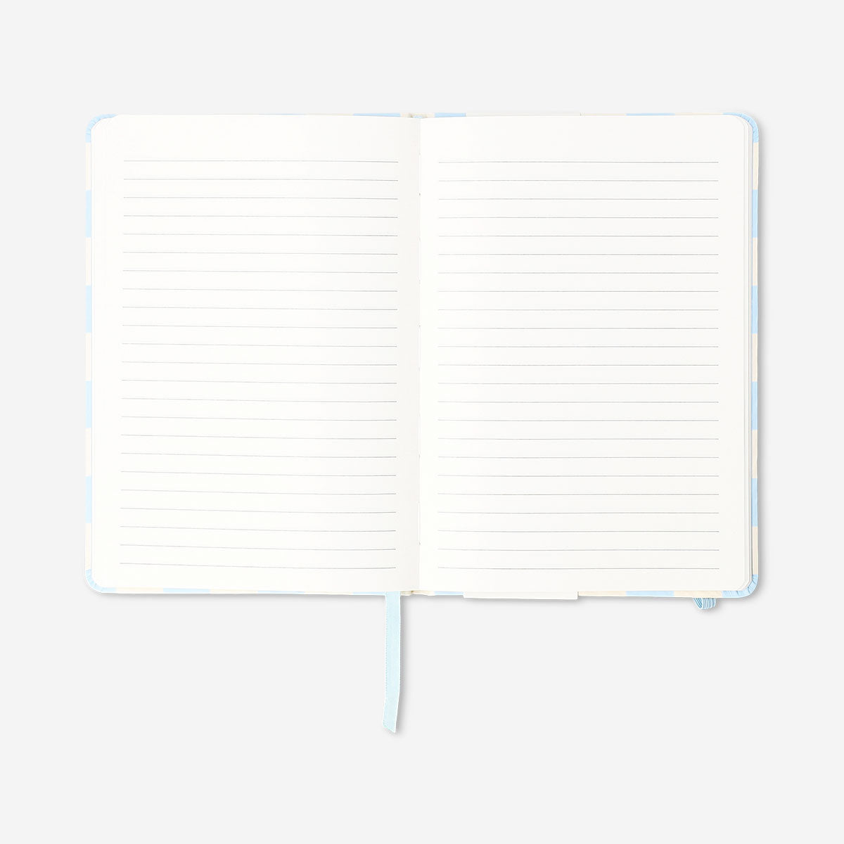 Blue A5 chequered office notebook by Flying Tiger Copenhagen with a checkered cover and elastic closure strap.