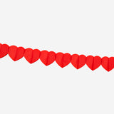 Red hearts paper garland - 300 cm
