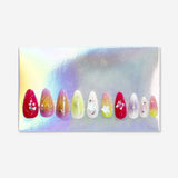 Flying Tiger Copenhagen press-on nails with festive party designs, featuring colorful and stylish nail art for special occasions.
