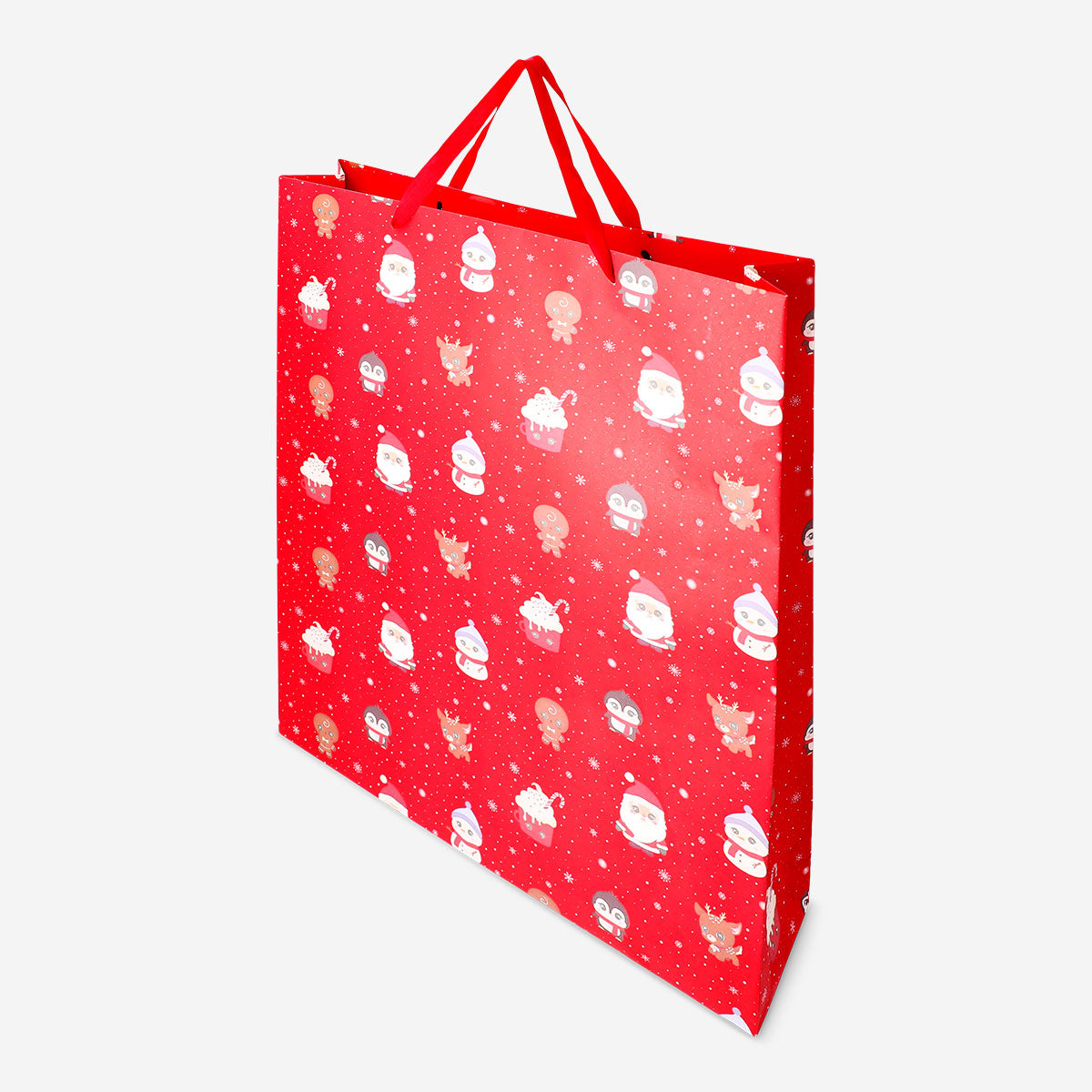 Office gift bag with Christmas characters from Flying Tiger Copenhagen, 40x50 cm, featuring festive holiday design and colorful illustrations.