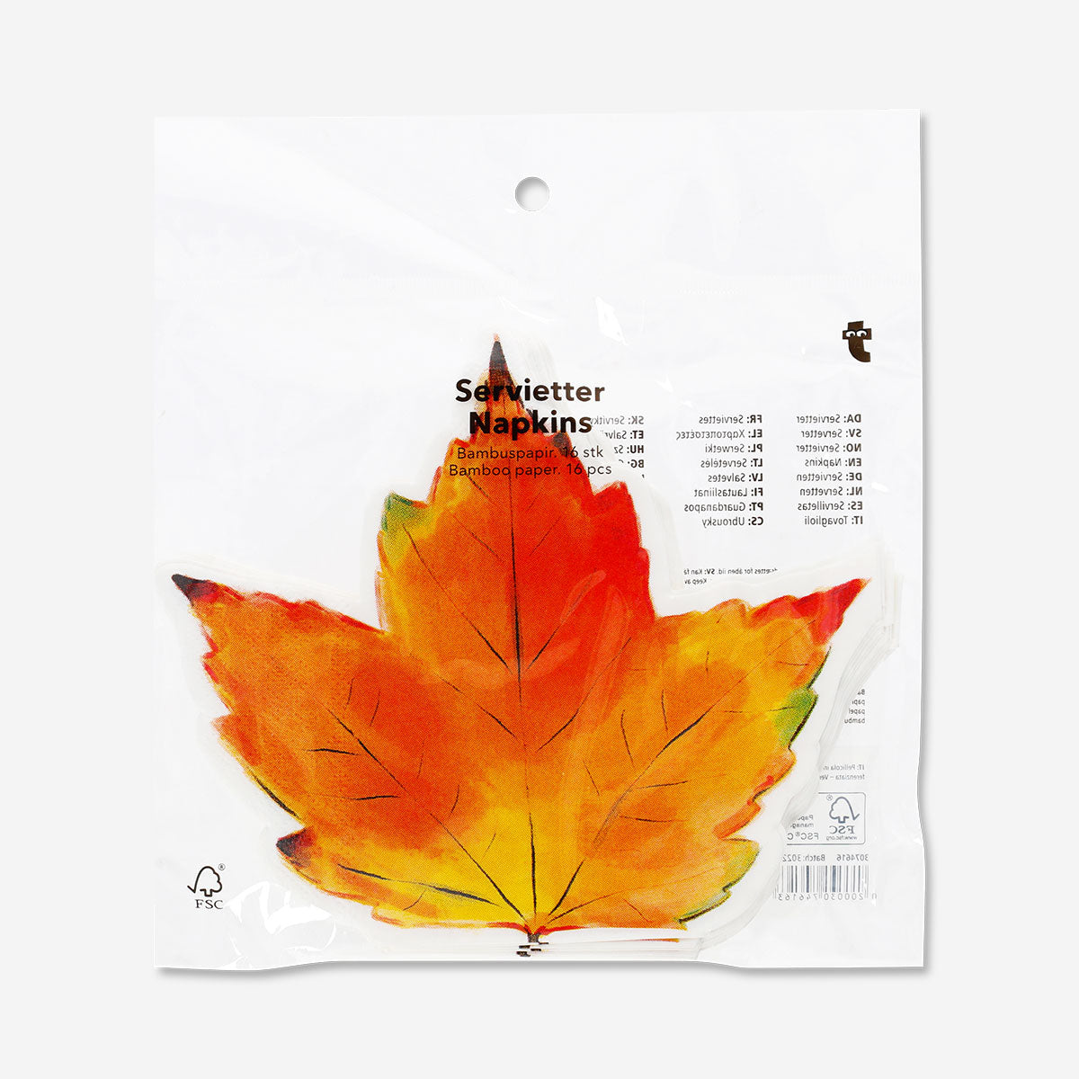 Set of 16 Autumn leaf party napkins with fall leaf designs from Flying Tiger Copenhagen, perfect for seasonal gatherings.