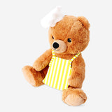 Flying Tiger Copenhagen plush bear toy dressed as a chef with a white chef hat and apron, soft and cuddly for children.