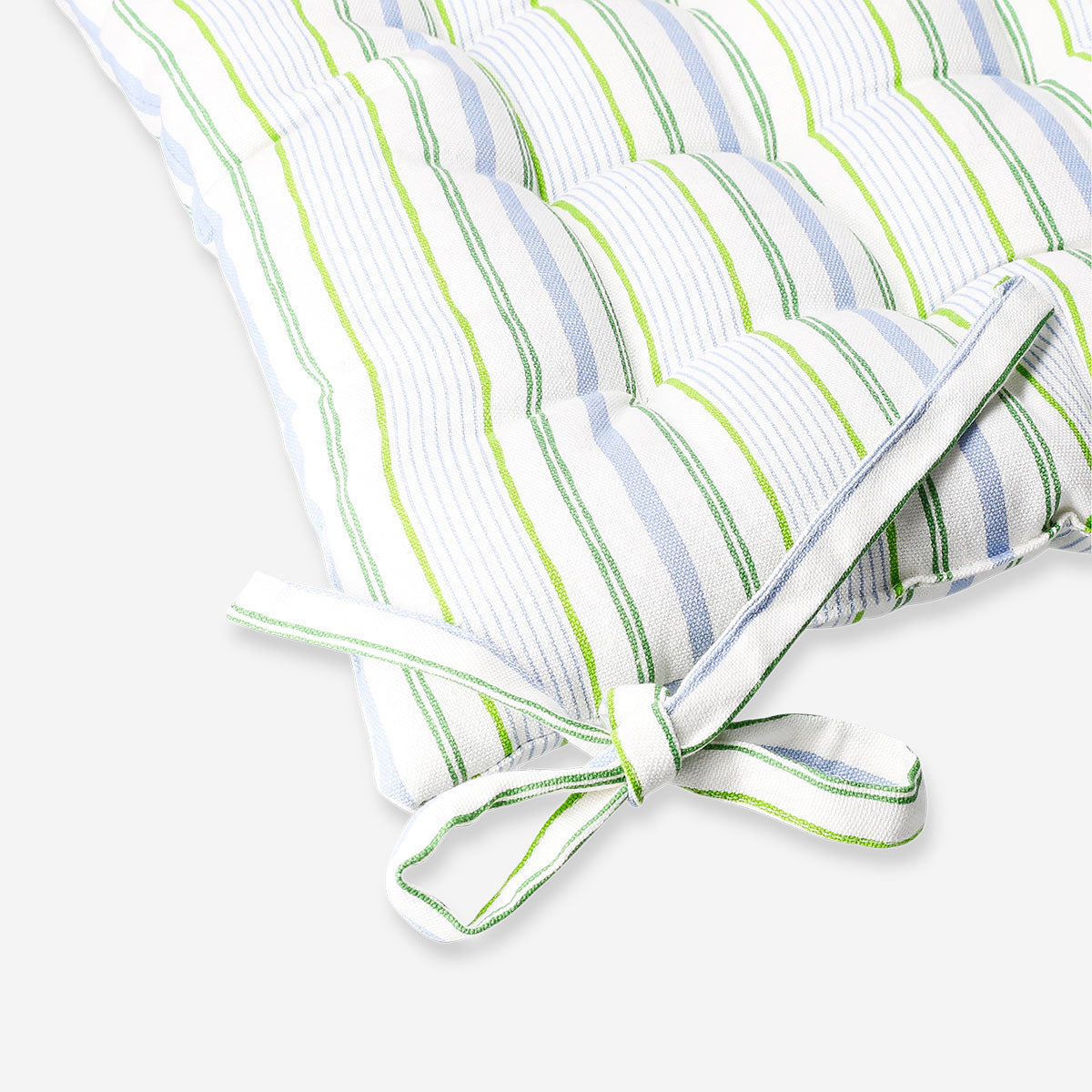 Striped quilted seat pad in blue and white, 40x40 cm, from Flying Tiger Copenhagen, designed for comfortable home seating.