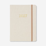 Flying Tiger Copenhagen B6 fabric cover daily diary 2027 in English, featuring a durable fabric cover and daily planning pages.