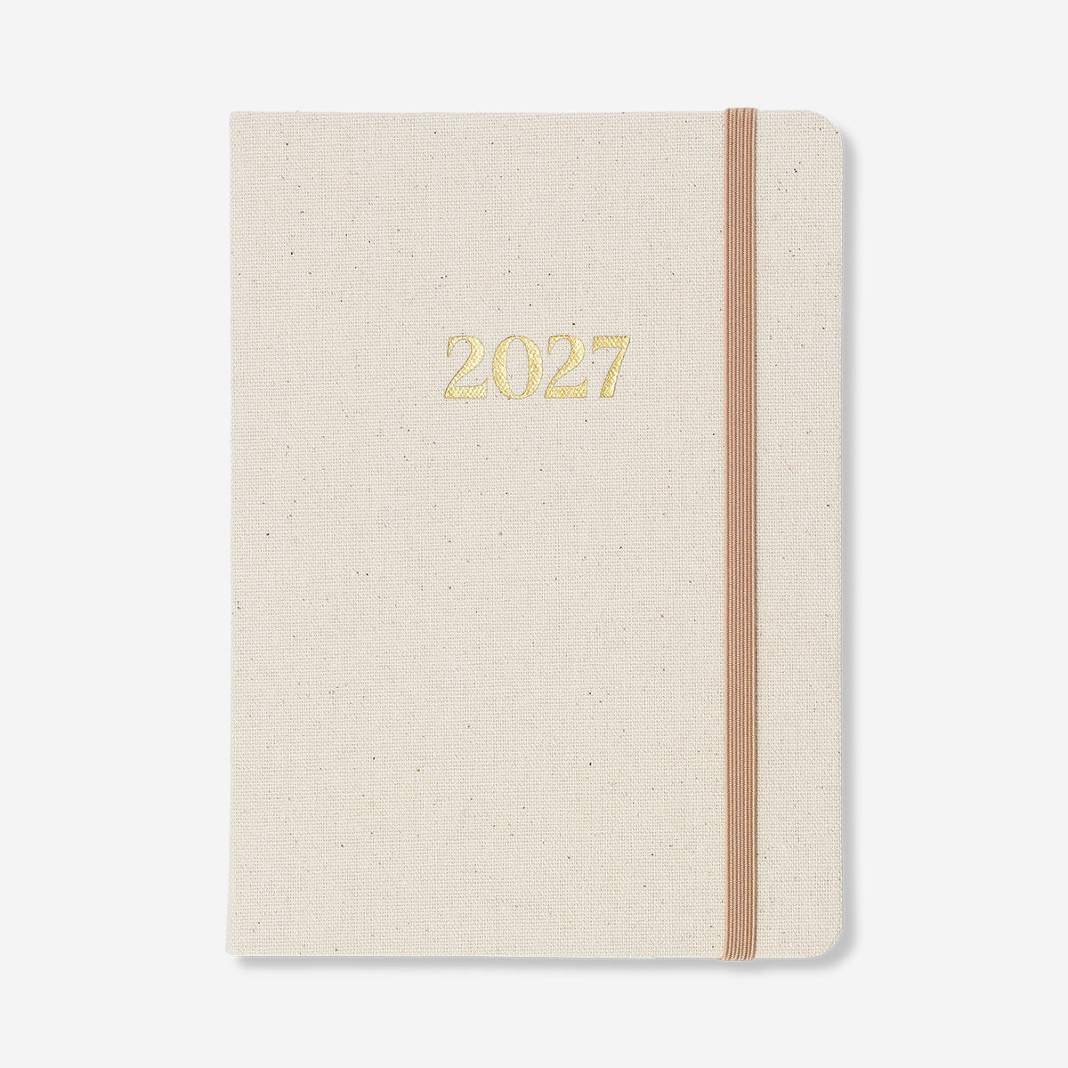 Flying Tiger Copenhagen B6 fabric cover daily diary 2027 in English, featuring a durable fabric cover and daily planning pages.