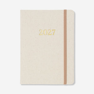 Flying Tiger Copenhagen B6 fabric cover weekly diary 2027 in English, featuring a stylish office design and durable fabric cover.
