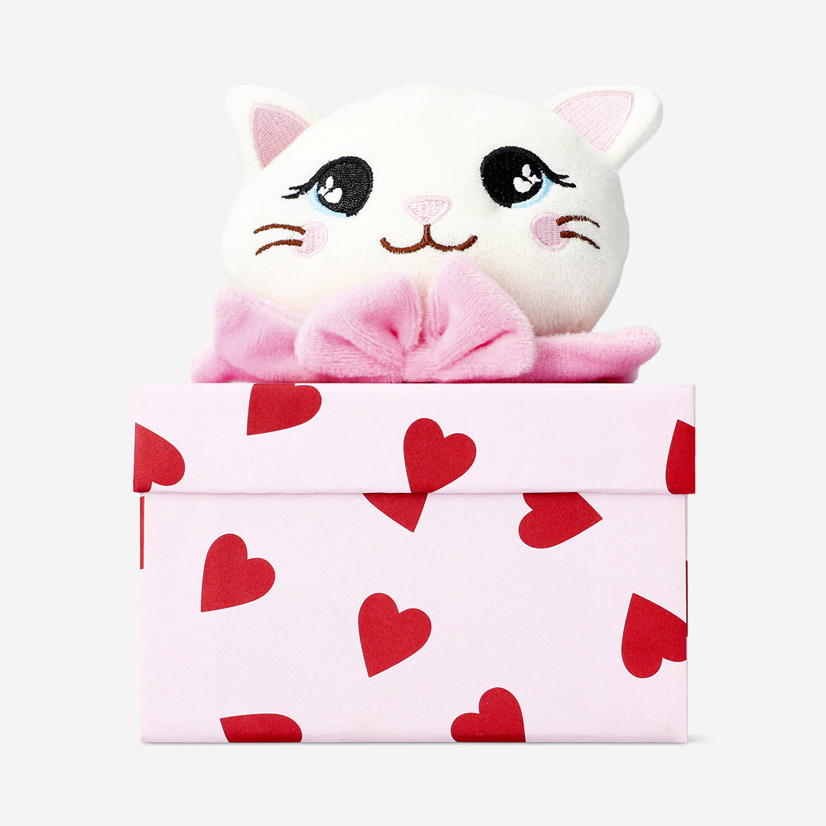 Boîte cadeau avec chat en peluche