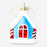 Flying Tiger Copenhagen snow-covered house bauble, detailed holiday home decor with winter scene and festive charm.