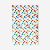 Colorful balloons on Flying Tiger Copenhagen office wrapping paper, 400 cm length, vibrant and festive for gift wrapping.
