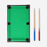 Flying Tiger Copenhagen classic pool table game with green felt surface, wooden frame, and full set of billiard balls.