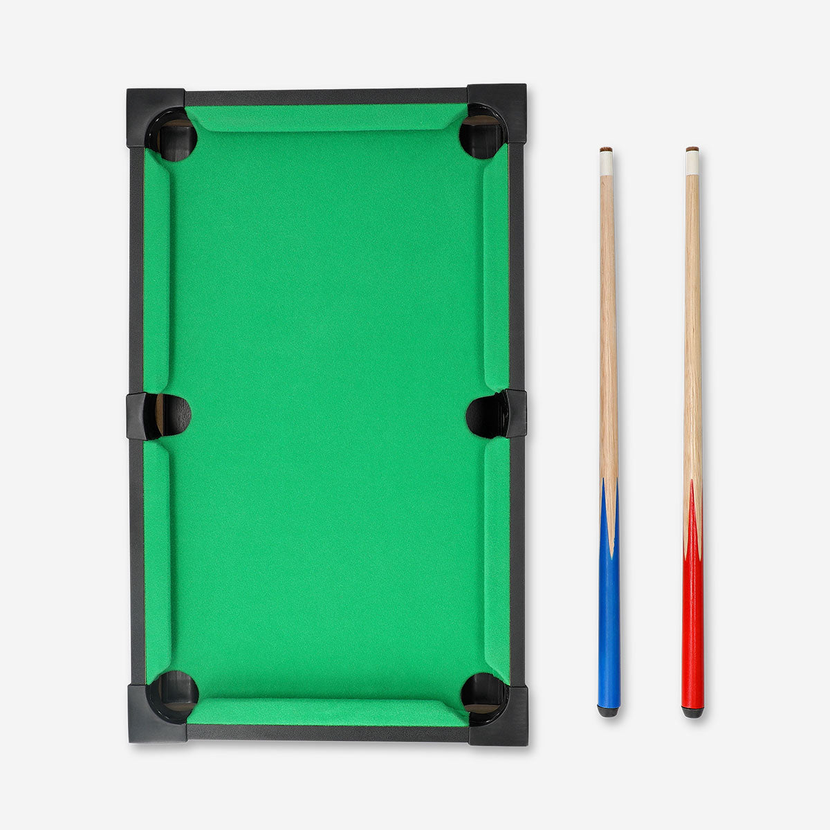 Flying Tiger Copenhagen classic pool table game with green felt surface, wooden frame, and full set of billiard balls.