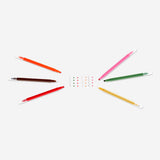 Set of 12 Flying Tiger Copenhagen dual-tip markers with fineliners and stamps for office and art projects.