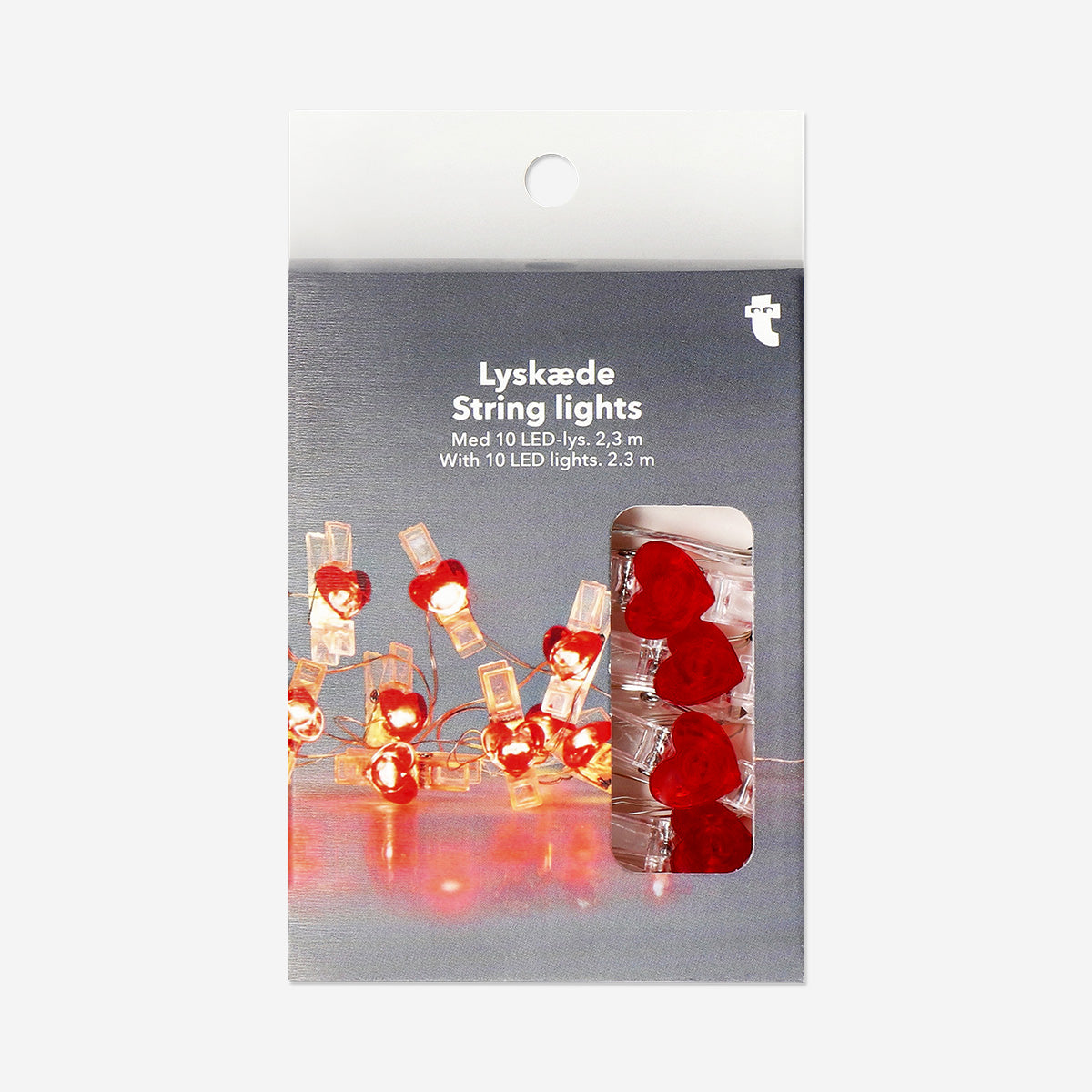 Guirlande lumineuse - Pinces cœur rouges