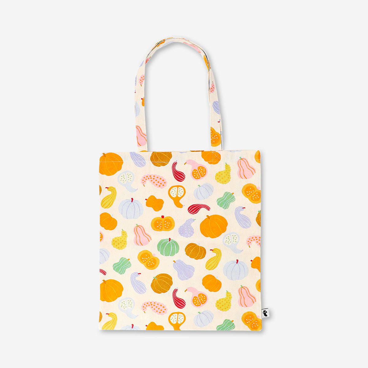 Flying Tiger Copenhagen textile tote bag with pumpkin design, featuring a sturdy handle and seasonal fall-themed print.
