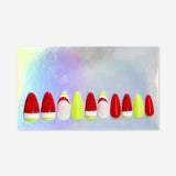 Flying Tiger Copenhagen watermelong design press-on nails, colorful and trendy personal care accessory with vibrant fruit pattern.
