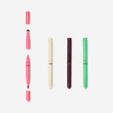 Set of 4 Flying Tiger Copenhagen dual-tip markers for journaling, featuring vibrant ink and versatile tips for creative writing.