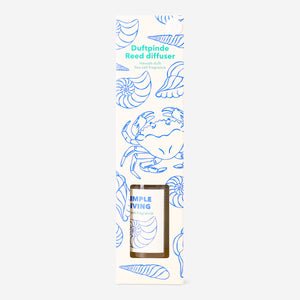 Flying Tiger Copenhagen sea salt reed diffuser with glass bottle and natural reeds for home fragrance.