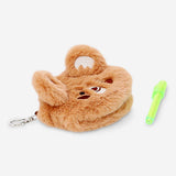 Flying Tiger Copenhagen plush mini bear notebook with keyring, soft fabric cover, compact office accessory for notes and organization.