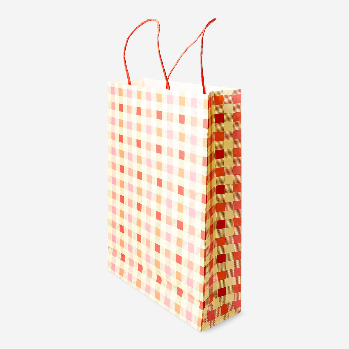Flying Tiger Copenhagen check pattern gift bag, 25x33 cm, perfect for office gifting or special occasions.
