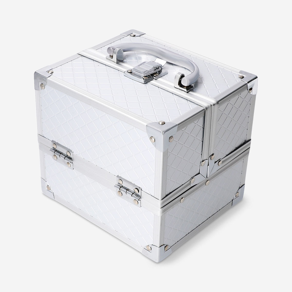 Silver Flying Tiger Copenhagen beauty case with divider for personal care, compact and organized travel storage.