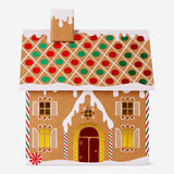 Flying Tiger Copenhagen gingerbread house gift box, 20x19 cm, festive office gift with detailed gingerbread design.