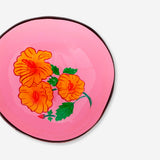 Decorative coconut bowl with hand-painted flower design, 13 cm, ideal for home décor, by Flying Tiger Copenhagen.