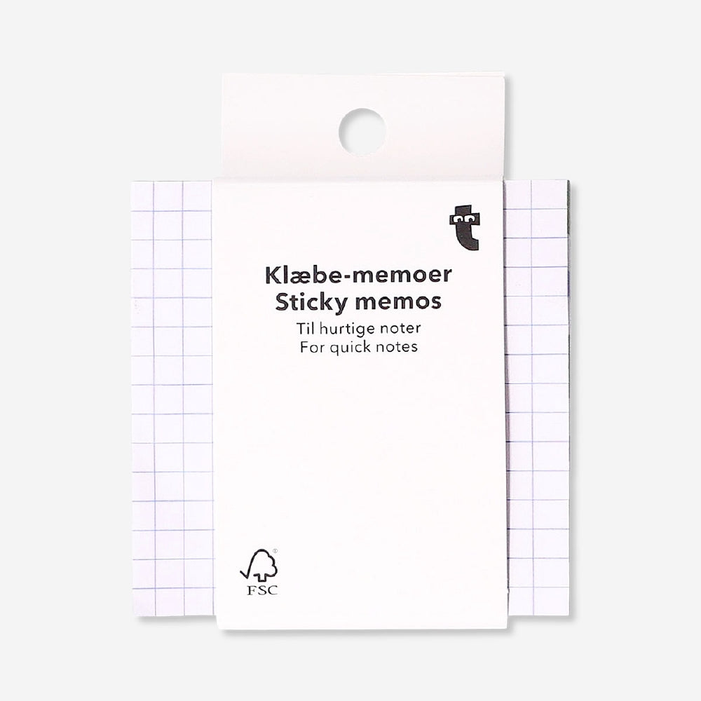 Flying Tiger Copenhagen sticky memos with grid pattern for office organization and note-taking.