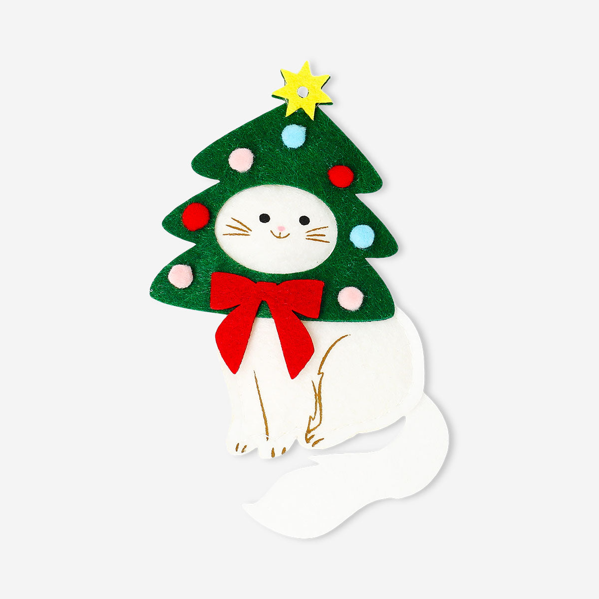 Felt hanging ornament of a cat wearing a Christmas tree hat, festive home decor by Flying Tiger Copenhagen