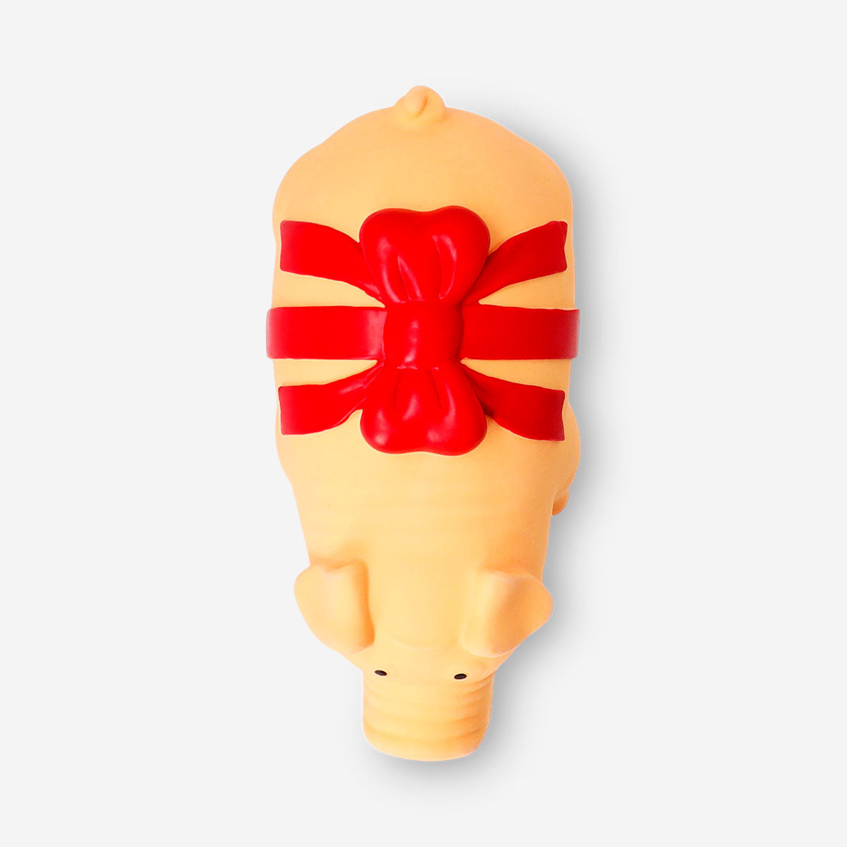 Flying Tiger Copenhagen pet chew toy pig wrapped with red ribbon, made of durable material for pets' leisure play.