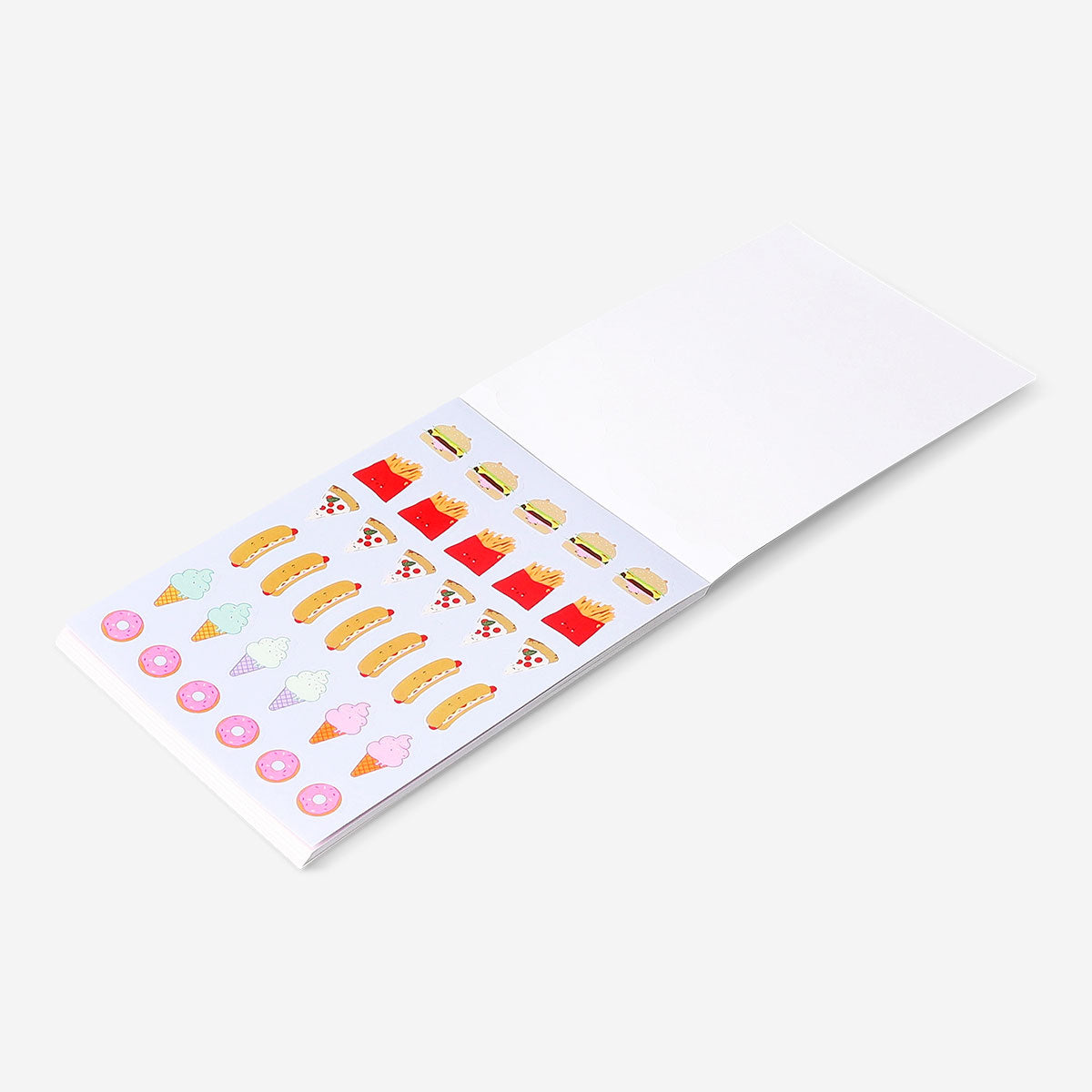 Set of colorful office meal planning stickers from Flying Tiger Copenhagen with various icons and labels for organizing meals.