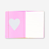 A5 gradient office notebook with heart-shaped mirror, featuring colorful cover and compact design by Flying Tiger Copenhagen.