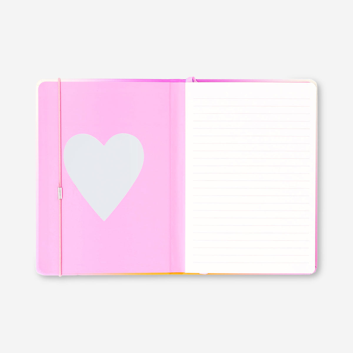 A5 gradient office notebook with heart-shaped mirror, featuring colorful cover and compact design by Flying Tiger Copenhagen.