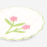 Ceramic kitchen plate with hand-painted stripes and flower design, 20 cm, by Flying Tiger Copenhagen.