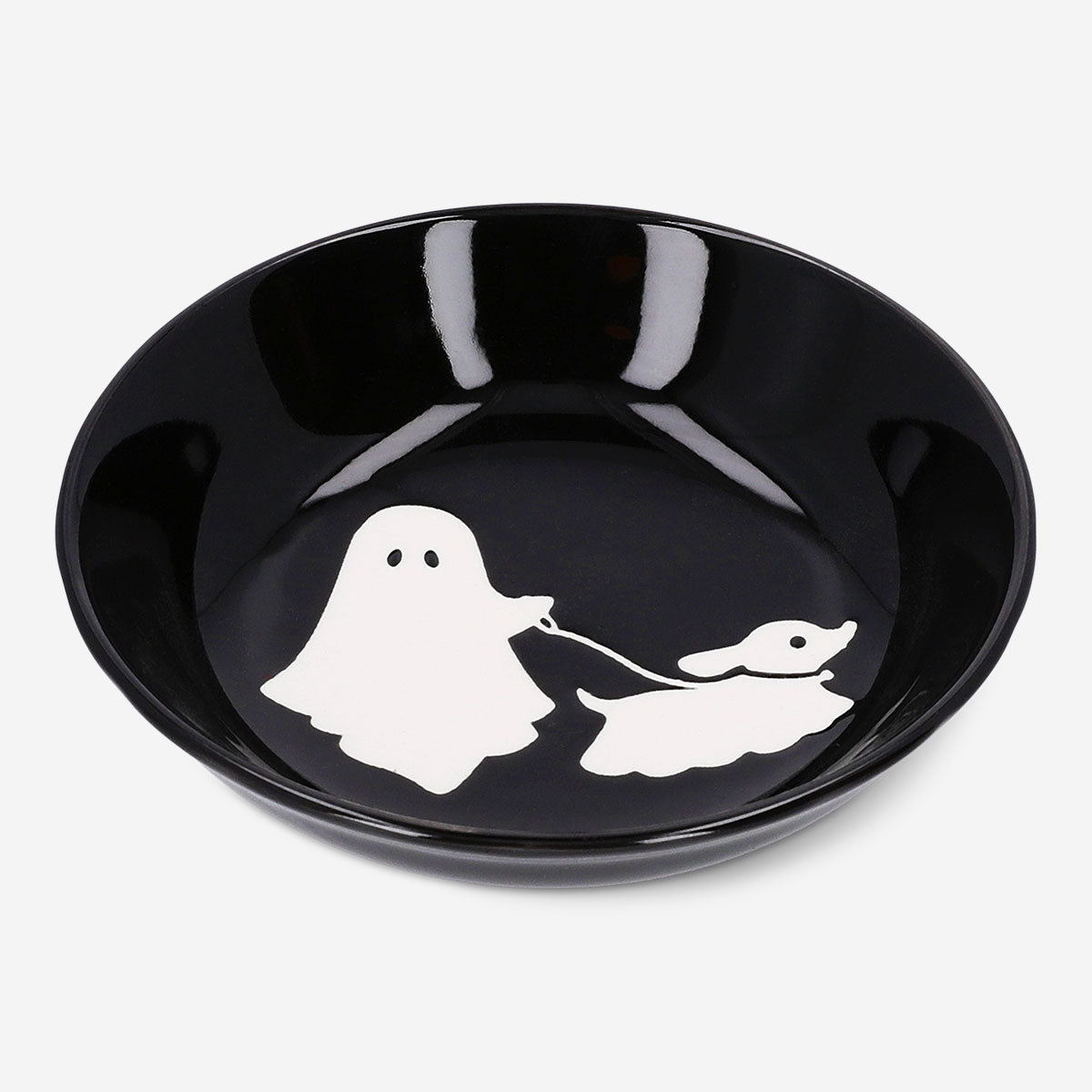 14 cm ceramic bowl with debossed ghost print, Flying Tiger Copenhagen kitchenware, featuring spooky ghost design.