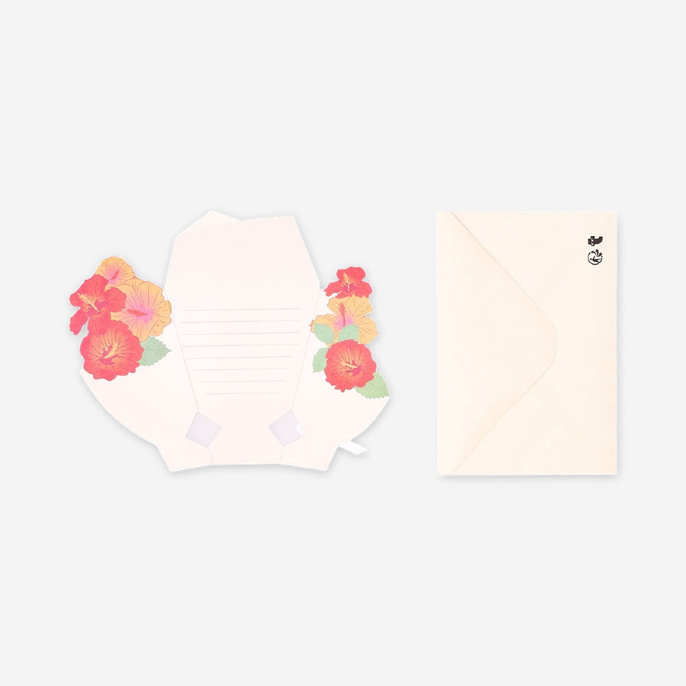 Flying Tiger Copenhagen office greeting card featuring a colorful flower bouquet design on the front.