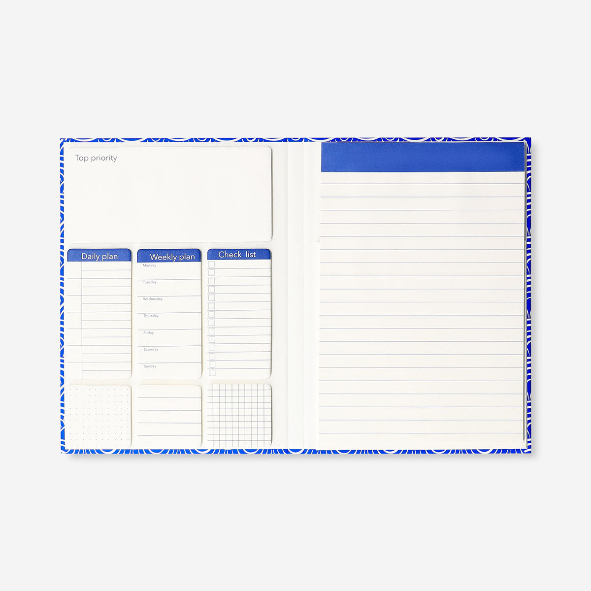 Blue Flying Tiger Copenhagen office clipboard with spiral binding and cute cat print design.