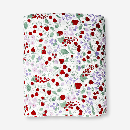 Quilted blanket with strawberry print - 170x130 cm