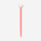 Pink Flying Tiger Copenhagen ballpoint pen with a cute bow topper, perfect for office use and writing tasks.