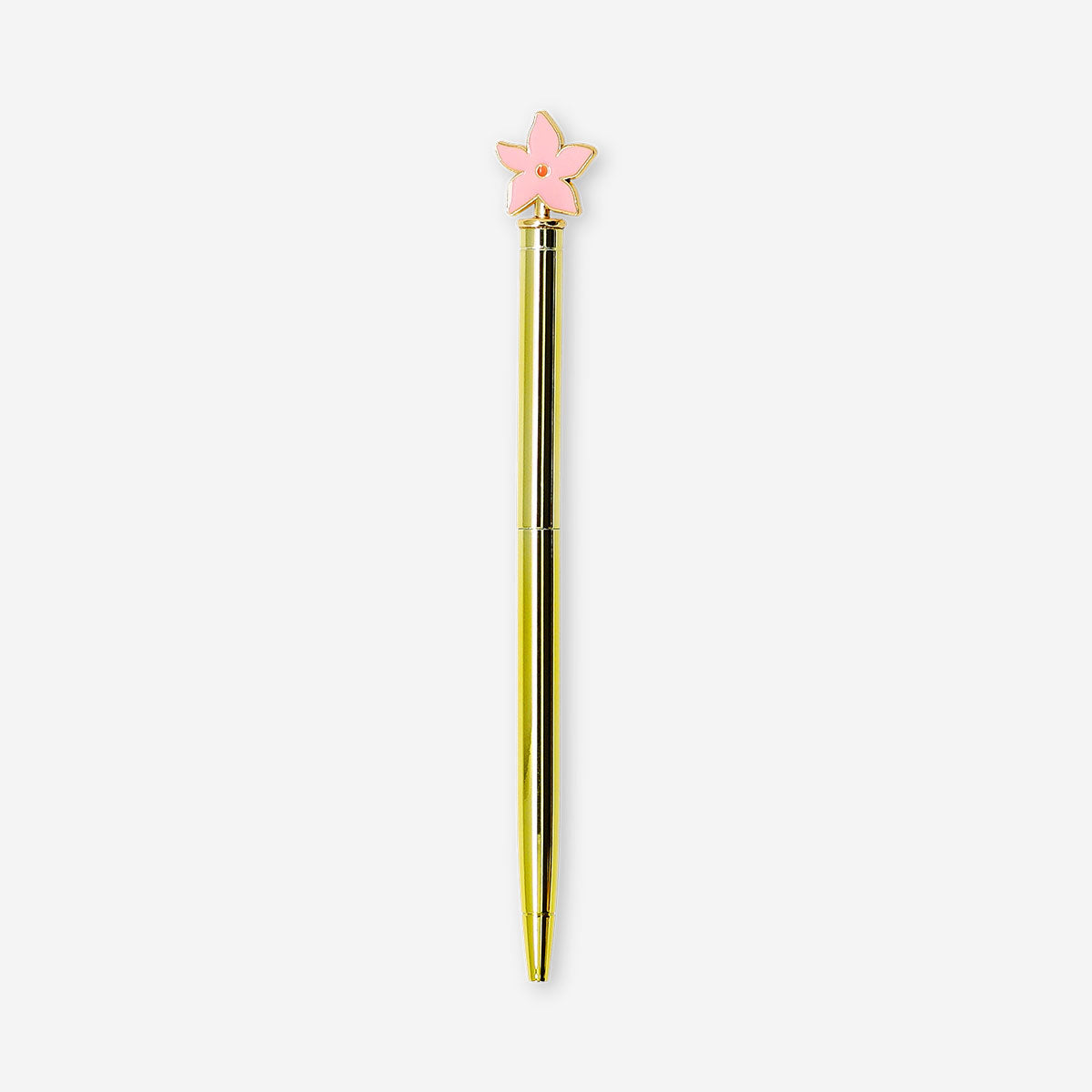 Pink flower ballpoint pen from Flying Tiger Copenhagen, stylish office pen with floral design.