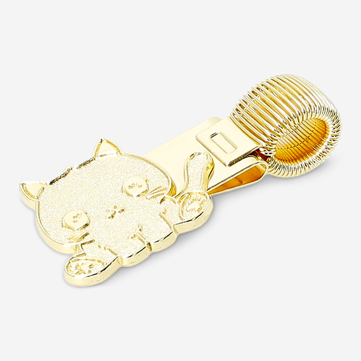 Gold cat pen loop from Flying Tiger Copenhagen, designed to attach to notebooks or planners for easy access.
