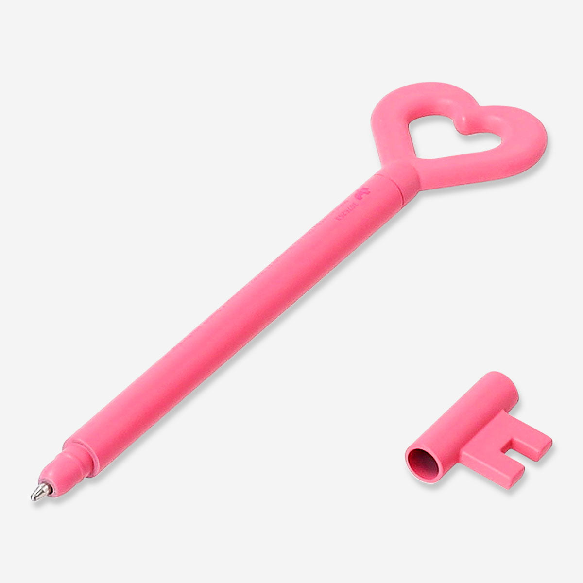 Pink heart-shaped key design ballpoint pen by Flying Tiger Copenhagen, perfect for office or writing use.