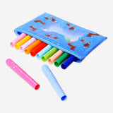 Set of 12 office markers in a playful sausage dog-shaped container by Flying Tiger Copenhagen, colorful and fun for creative use.